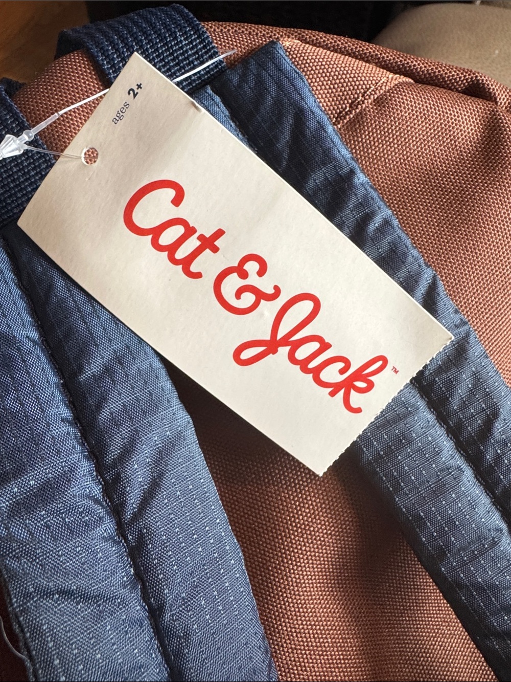 Cat & Jack Football Backpack Brown & White faux fur - Picture 6 of 6
